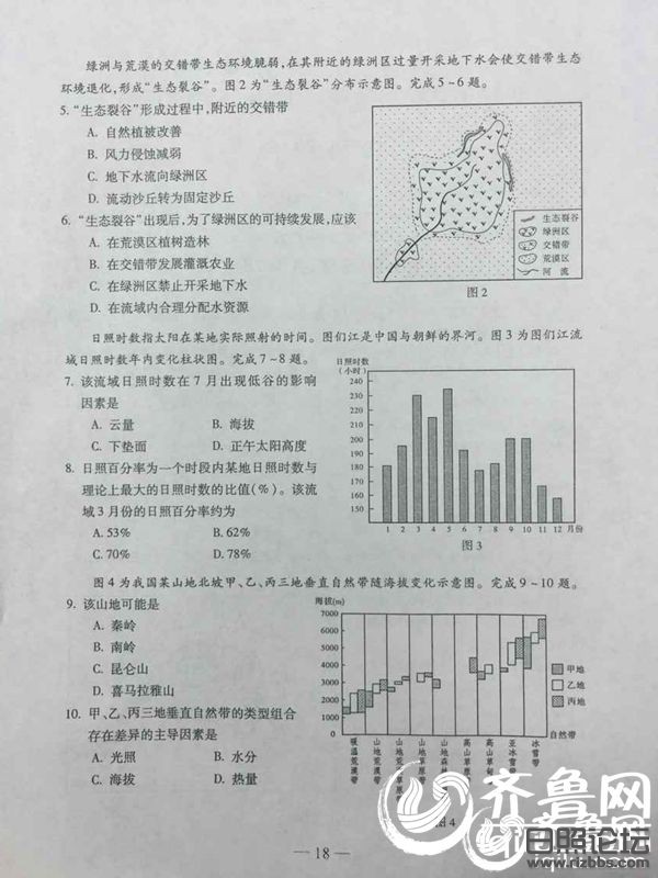 2015年山东高考文科综合真题及答案