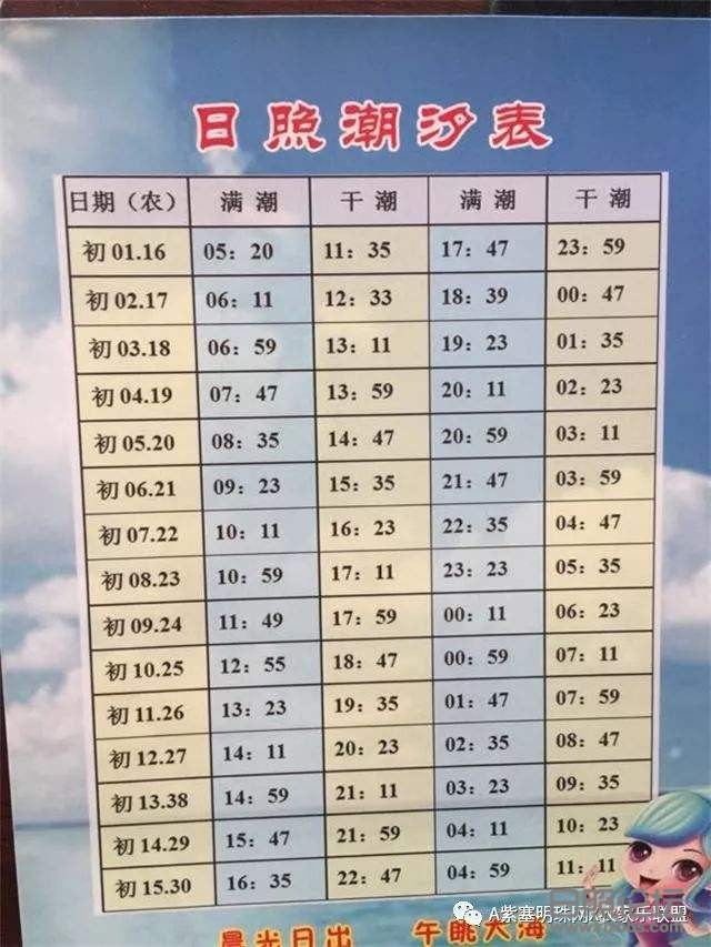 日照潮汐时间表